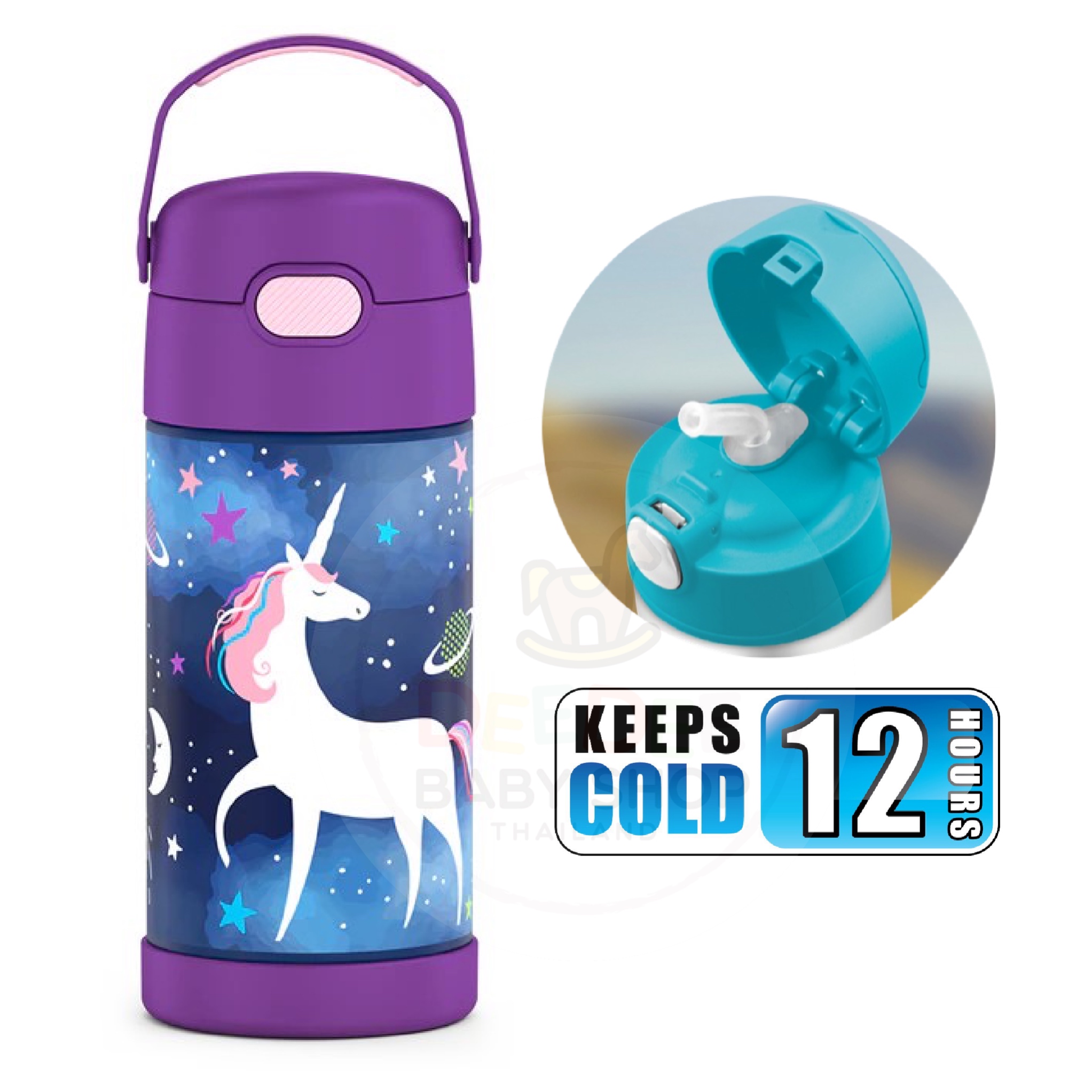 กระติกน้ำสเตนเลสรักษาอุณหภูมิ Thermos Space Unicorn FUNtainer Vacuum Insulated Stainless Steel Bottle 12OZ with Bali Handle