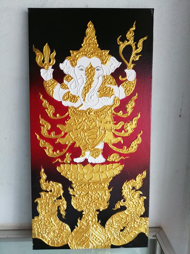 ภาพวาด สีน้ำมัน พระพิฆเนศ (ขนาด70ซม.x35ซม.)