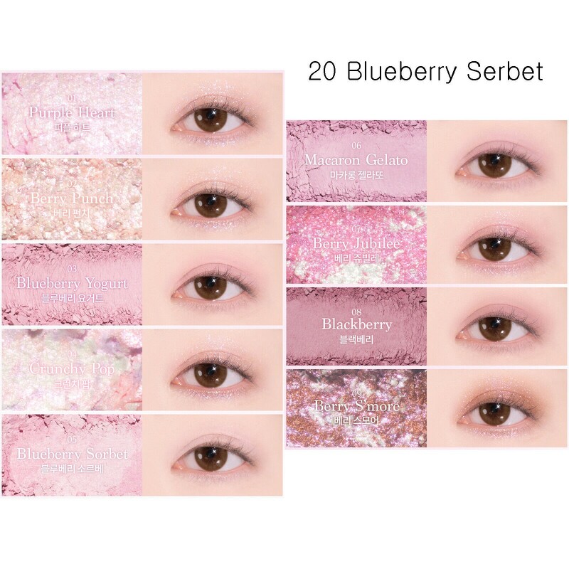 Dasique Shadow Palette 7.5g #20 Blueberry Sorbet อายชาโดว์พาเลทสีสวย มีครบทั้งเนื้อแมทท์ เนื้อกลิตเตอร์ ทาสีเดี่ยวๆ หรือเบลนด์หลายสีก็ได้หลายลุค