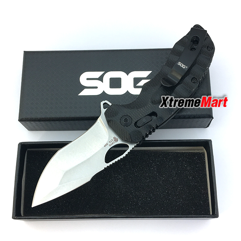 มีดพับ SOG Kiku XR CTS-XHP ด้าม Micarta สีดำ (Black) จุดหมุนตลับลูกปืน (เล่มละ)