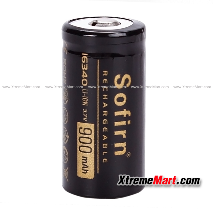 แบตเตอรี่ชาร์จ Sofirn R123A 16340 3.7V 900mAh Li-ion No Protect (ราคาต่อก้อน)