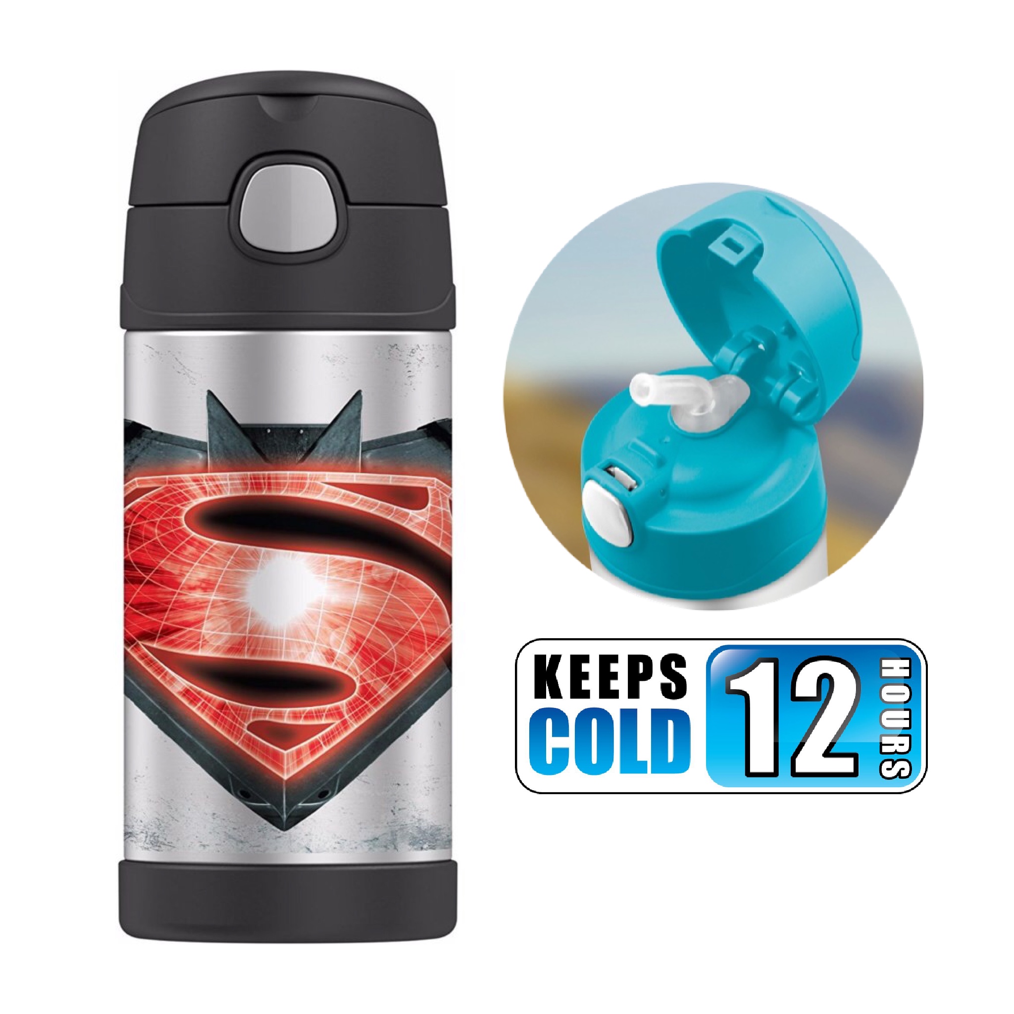 กระติกน้ำสเตนเลสรักษาอุณหภูมิ Thermos Batman V Superman FUNtainer Vacuum Insulated Stainless Steel Bottle 12OZ