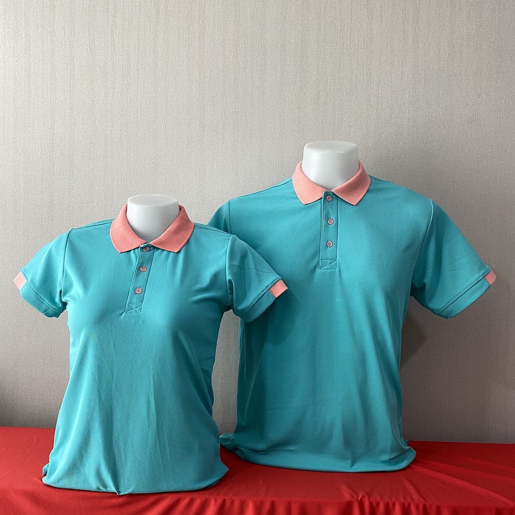 เสื้อฟอร์มพนักงาน เสื้อยืดปกโปโล เสื้อโปโลแขนสั้น สีฟ้าพาสเทลปกส้มขาว พร้อมส่ง SKU-03012 สีภาพ S-2XL