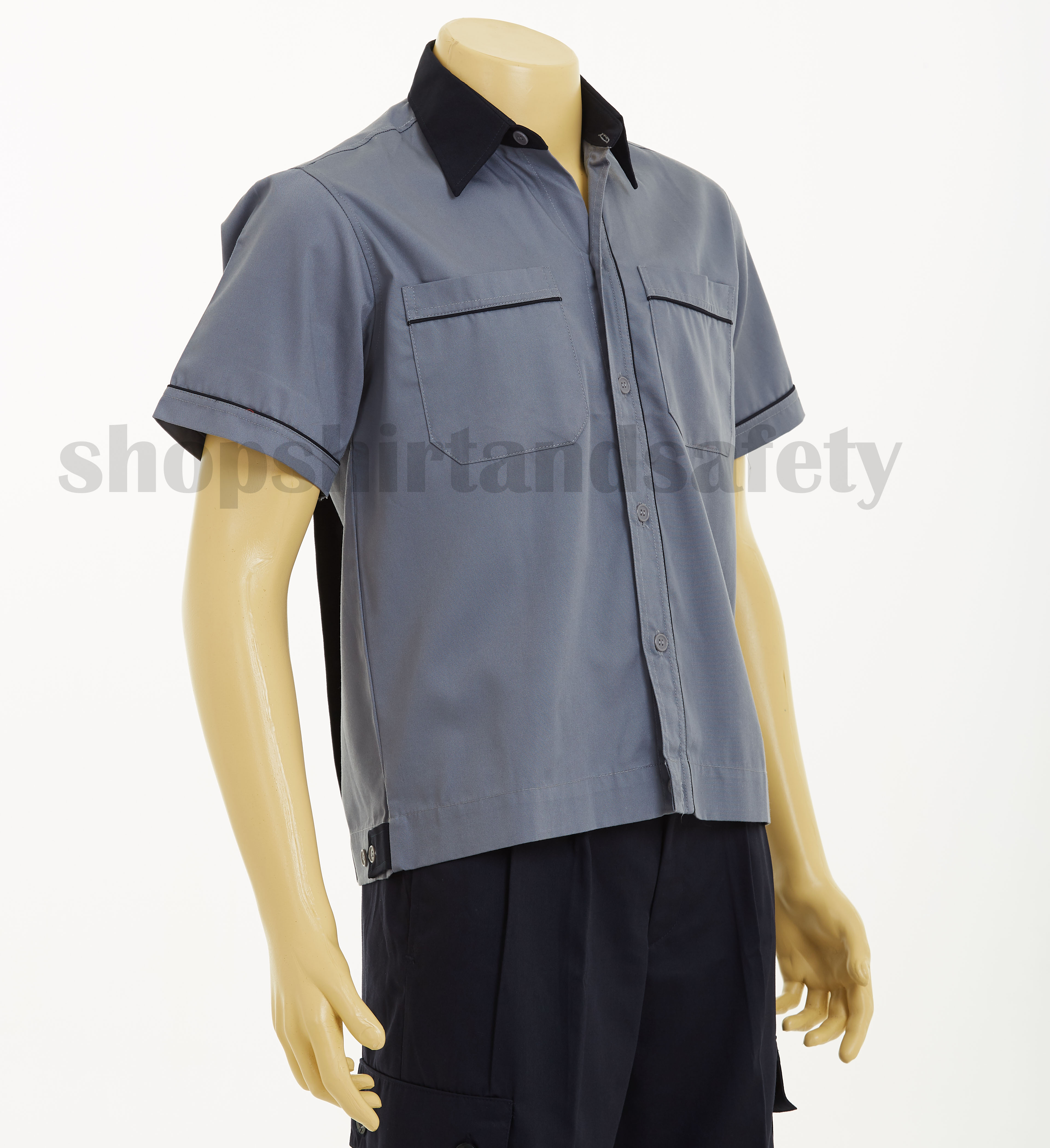 เสื้อช็อปแขนสั้นแบบเทากุ้นกรม
