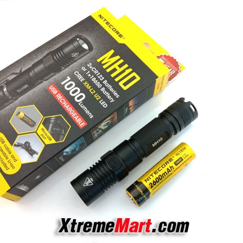 ไฟฉาย Nitecore MH10 แสงขาว 1000LM CREE XM-L2 U2 LED flashlight พร้อมแบตเตอรี่ชาร์จ Nitecore 18650 + USB charger