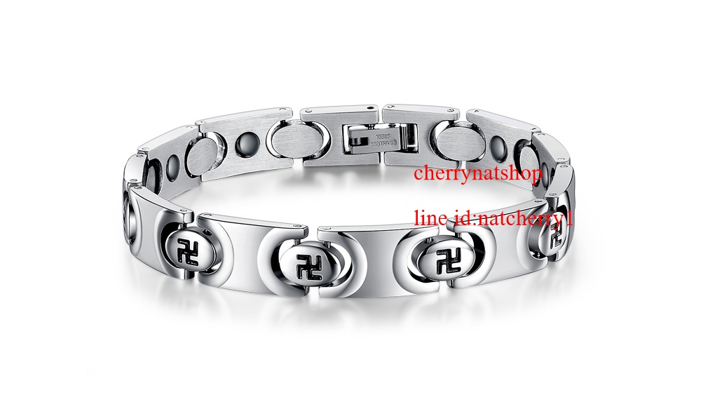 พร้อมส่งสร้อยข้อมือแม่เหล็กเพื่อสุขภาพ สร้อยข้อมือไทเทเนียมเจอรเมเนียม รุ่นCm