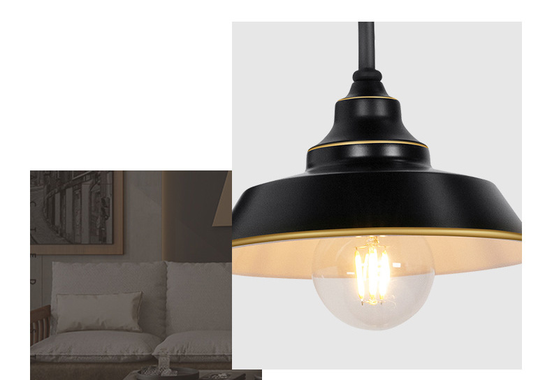 โคมไฟติดผนังก้านทรงโค้งสีทูโทนดำตัดทอง สไตล์ American Industrial [PT-01]