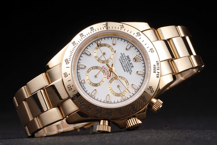 นาฬิกา Rolex Daytona Cosmograph เกรด Mirror หน้าปัดสีขาว สายสีทอง 18k ชุบหนา รุ่นดังตลอดกาล