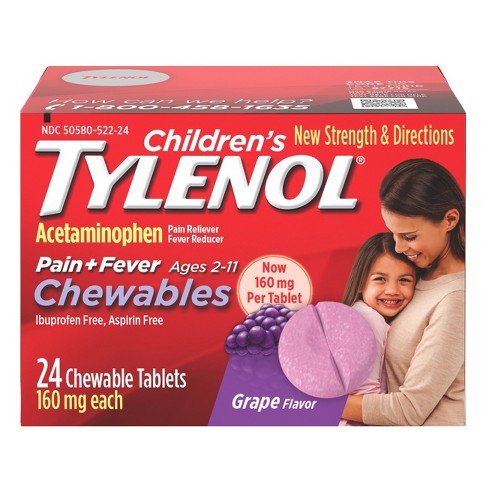 ยาแก้ปวดลดไข้แบบเม็ดเคี้ยวสำหรับเด็ก Tylenol Children's Pain+Fever Chewables (Grape)