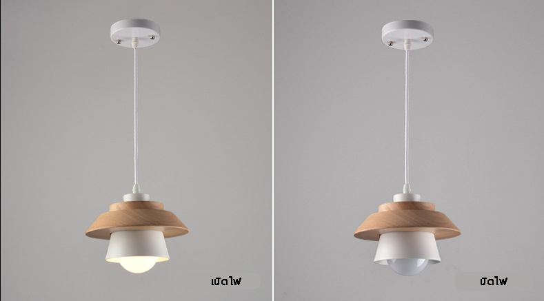 โคมไฟแขวนเพดาน Modern Simplicity ไม้เนื้อแข็ง 19x12cm [4747-S]