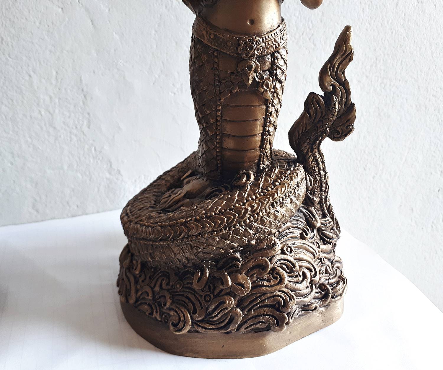 รูปหล่อ คู่ พญานาคราช ปางพรมมือ (ท่านปู่นาคา-ศรีสุทโธ ท่านยานาคี-ศรีปทุมวัน) พญานาคปรก 7ตน 7เศียร โลหะทองเหลือง (ขนาดบูชา สูง15นิ้ว) (ขายปลีก ขายส่ง)