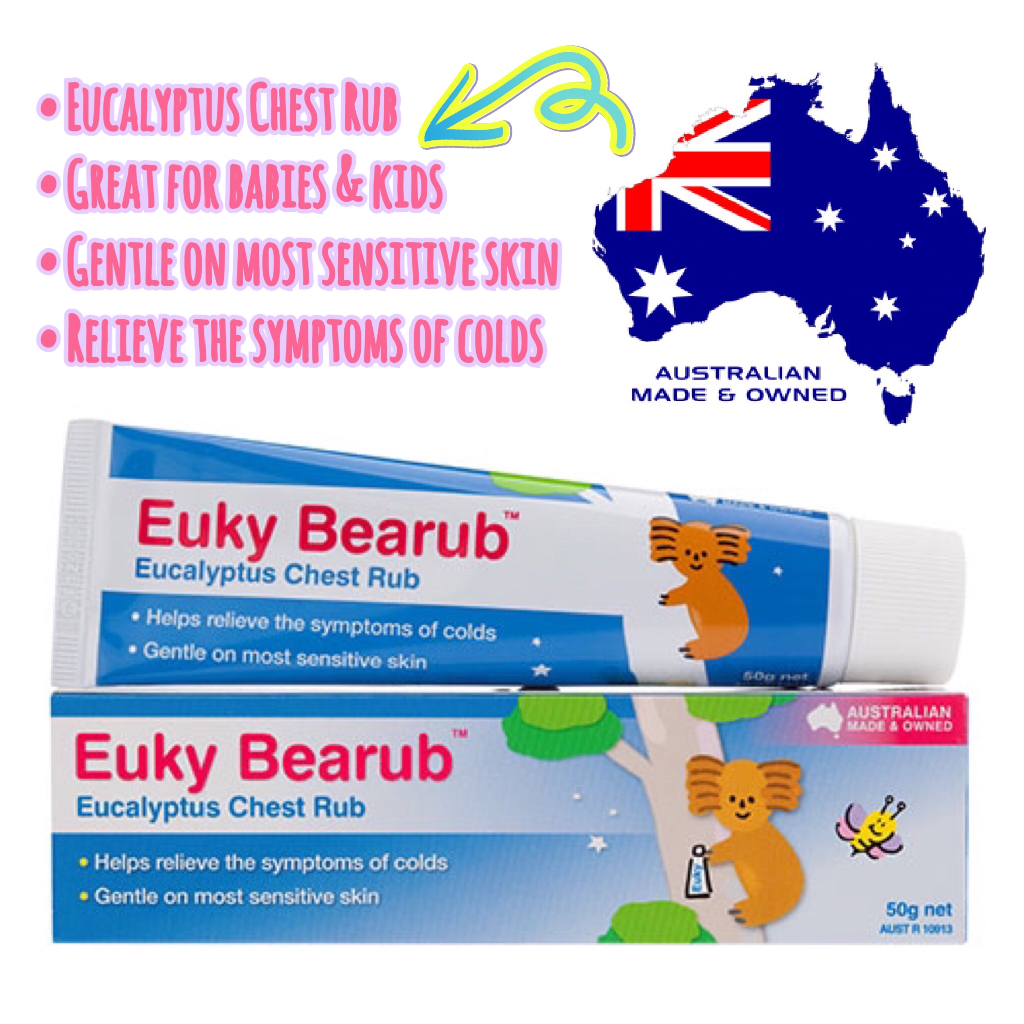 บาล์มธรรมชาติมหัศจรรย์ Euky Bearub Eucalyptus Chest Rub