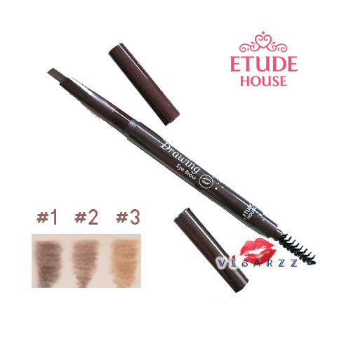 Etude House Drawing Eyebrow # 1 Dark Brown สีน้ำตาลเข้ม อีทูดี้ ดินสอเขียนคิ้วหัวปาด หน้าตัด 3 เหลี่ยม ให้การเขียนคิ้วเป็นเส้นง่ายขึ้น พร้อมแปรงปัดคิ้วในตัว