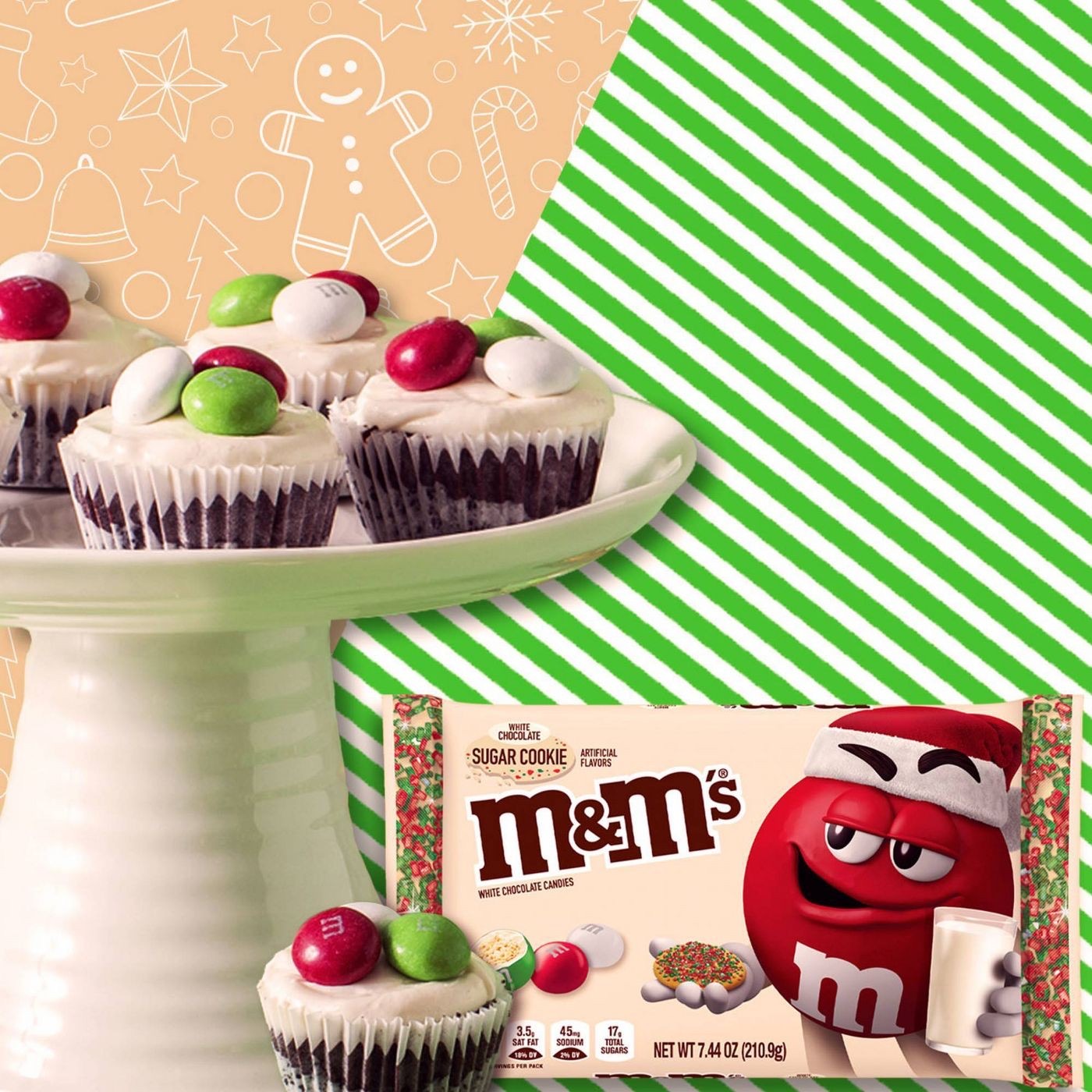 ขนมช็อกโกแลตคริสมาสต์ M&M's Holiday Chocolate Candies - White Chocolate Sugar Cookie