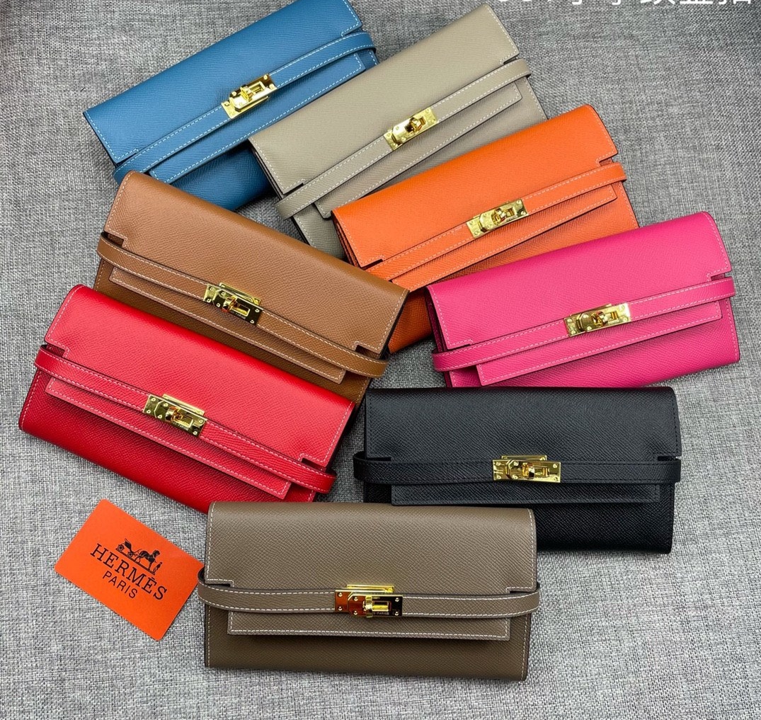กระเป๋าสตางค์ hm kelly epsom wallet หนังแท้ ใบยาว มีหลายสี