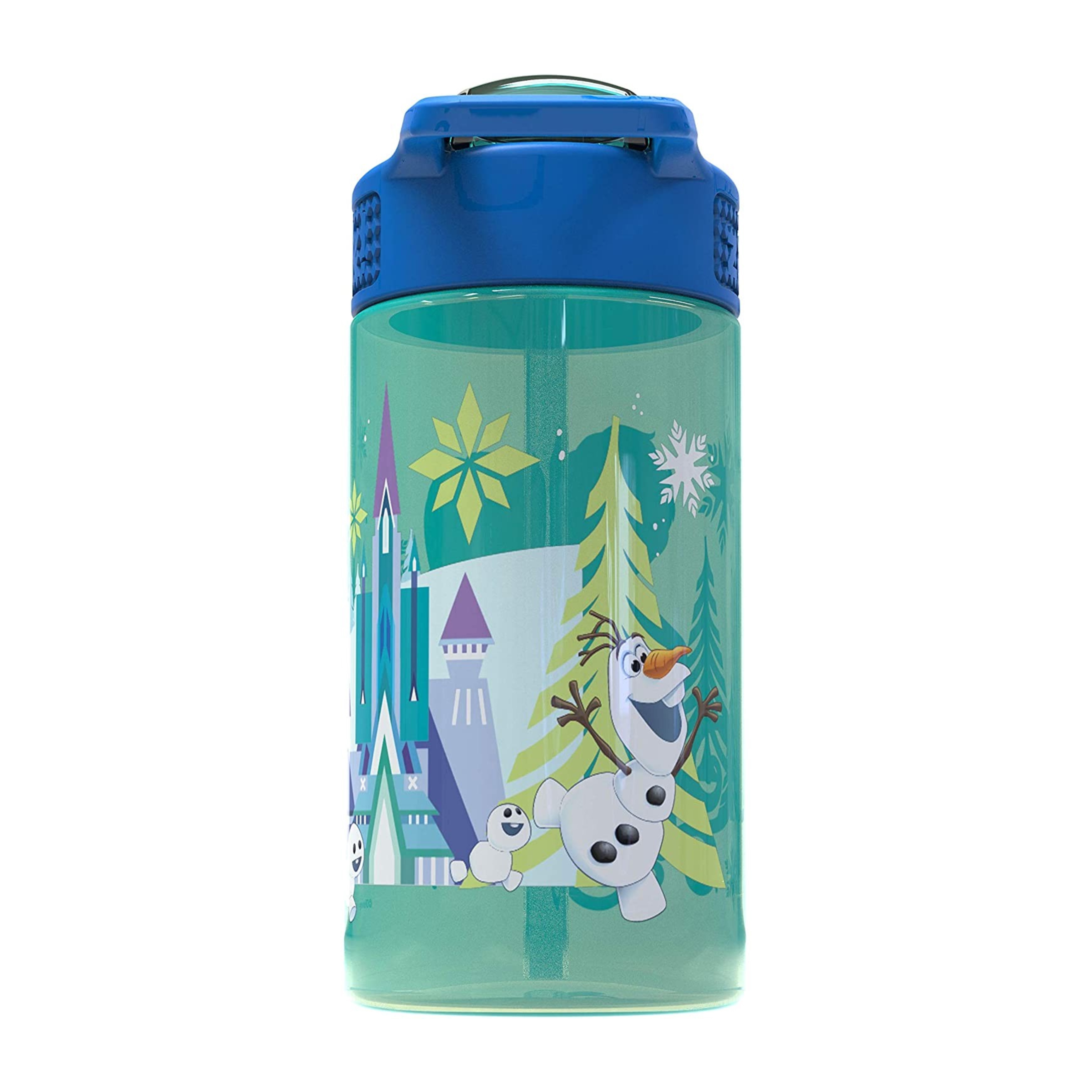 กระติกน้ำแบบหลอดกดเด้งสำหรับเด็ก Zak! Disney Frozen 16 Oz. Water Bottle