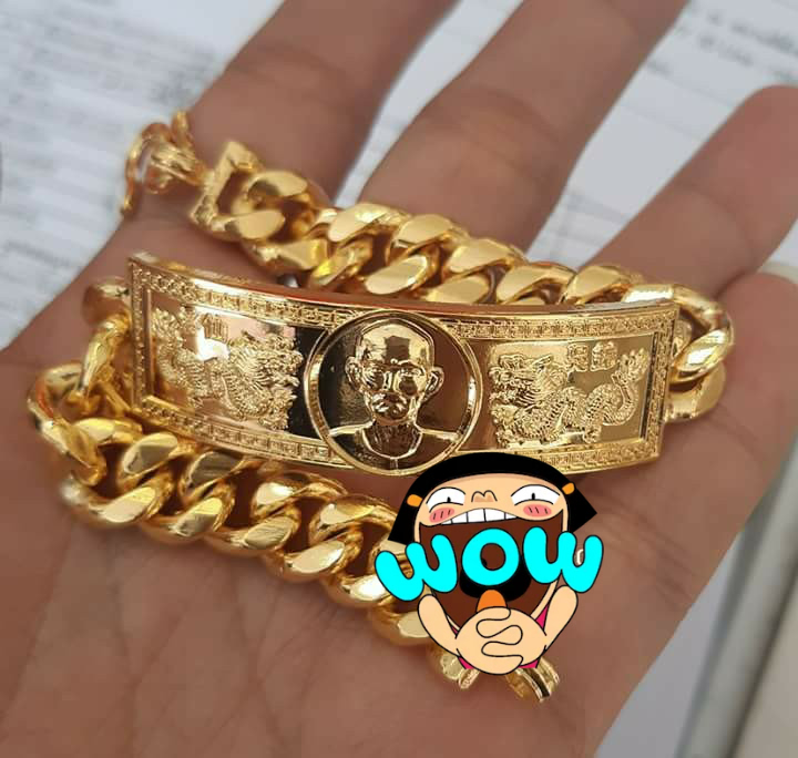 เลสข้อมือ มังกรคู่ สร้อยข้อมือ เซียนแปะ วัดศาลเจ้า เนื้อชุบทอง(น้ำหนั้ก4บาท) ปี2561 #รับประกันแท้ #การันตี