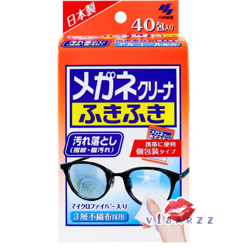 (ฝาแดง รุ่นปกติ) Kobayashi Clear Wipe Lens Cleanser 1 กล่อง 40 แผ่น ผ้าเช็ดเลนส์แว่น เลนส์กล้อง สะดวกพกพา ทำความสะอาดได้กับทุกอุปกรณ์