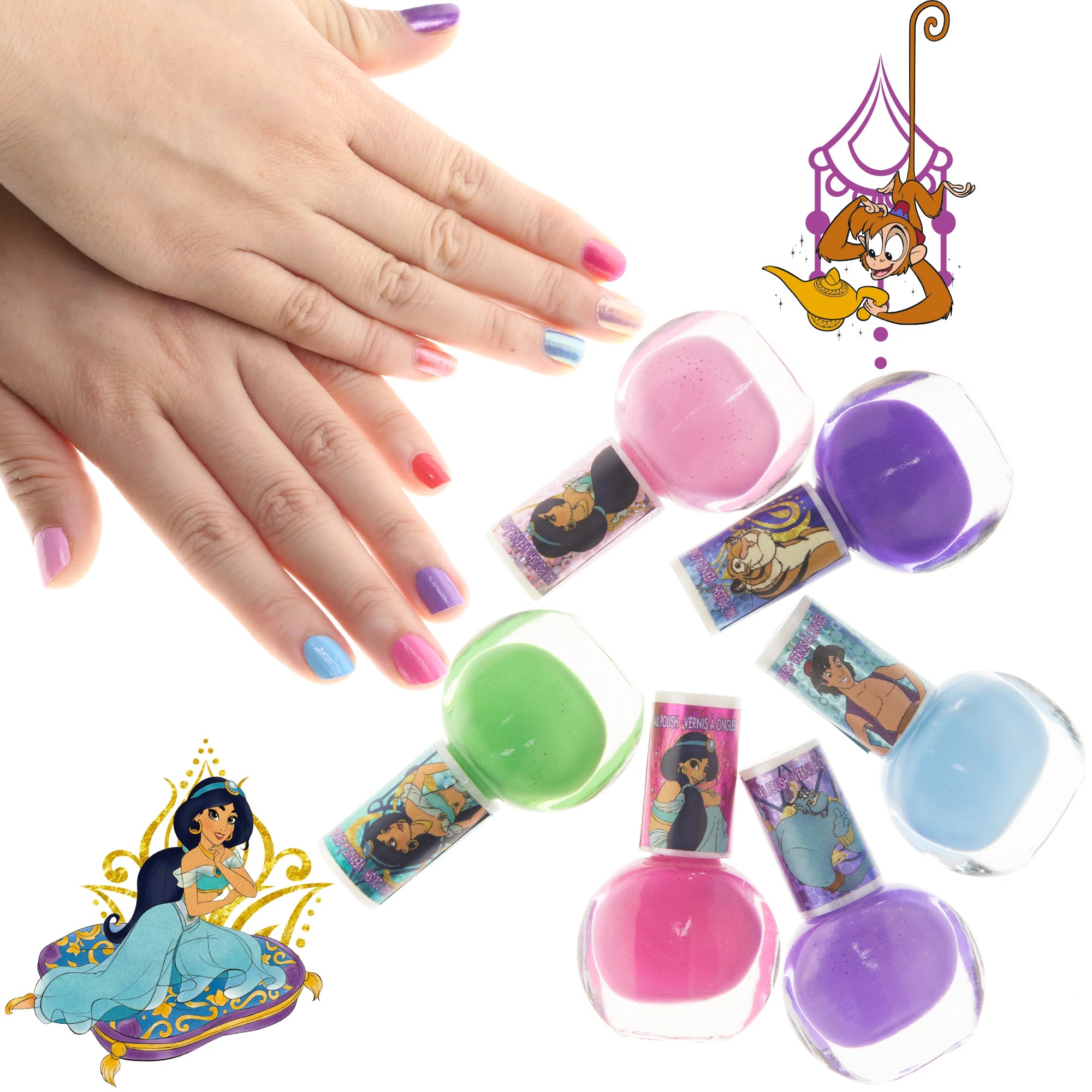 ชุดสีทาเล็บปลอดสารพิษสำหรับเด็ก TownleyGirl Disney Aladdin 18-Pack Nail Set