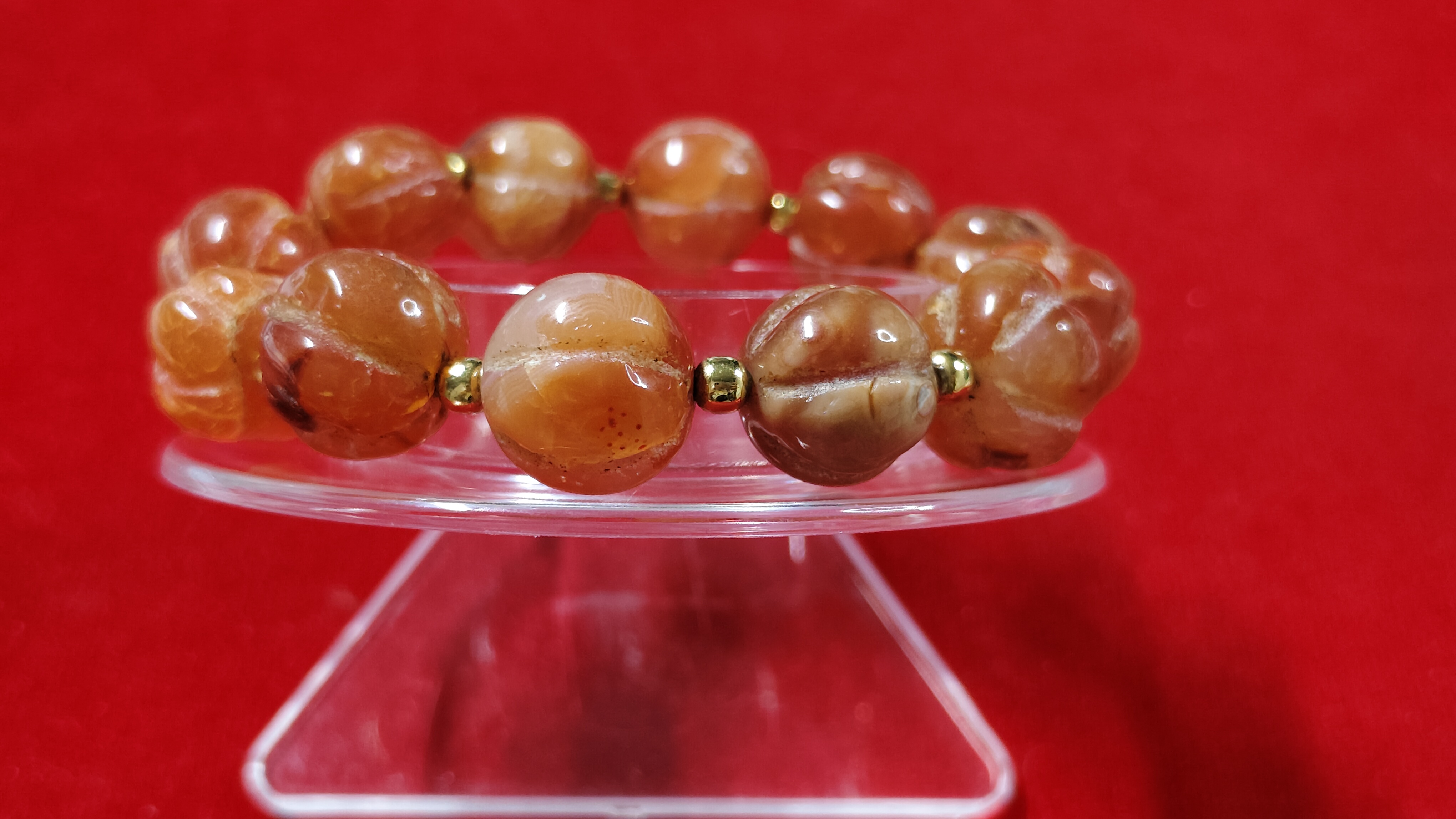 ข้อมือหินคาเนเลี่ยนแกะฟักทองรหัสbh-0035