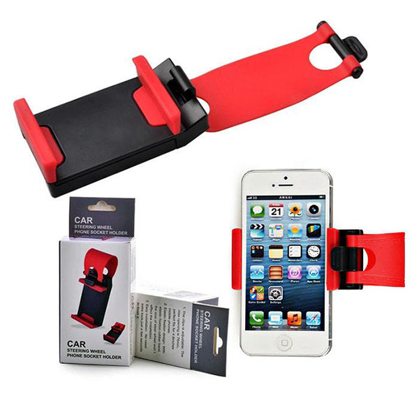 ที่ยึดมือถือพวงมาลัยรถ Car Steering Wheel Phone Socket Holder