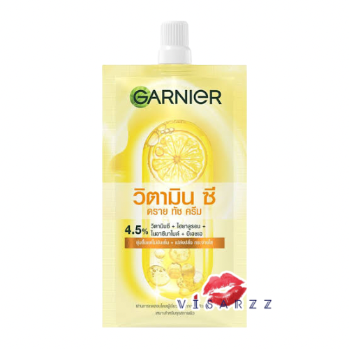 Garnier Bright Complete Vitamin C Dry Touch Cream 7g การ์นิเย่ ไบรท์ คอมพลีท วิตามิน ซี ดราย ทัช ครีม ช่วยในเรื่องการบำรุงผิวให้ดูกระจ่างใส ลดเลือนจุดด่างดำ รอยสิว และควบคุมความมัน
