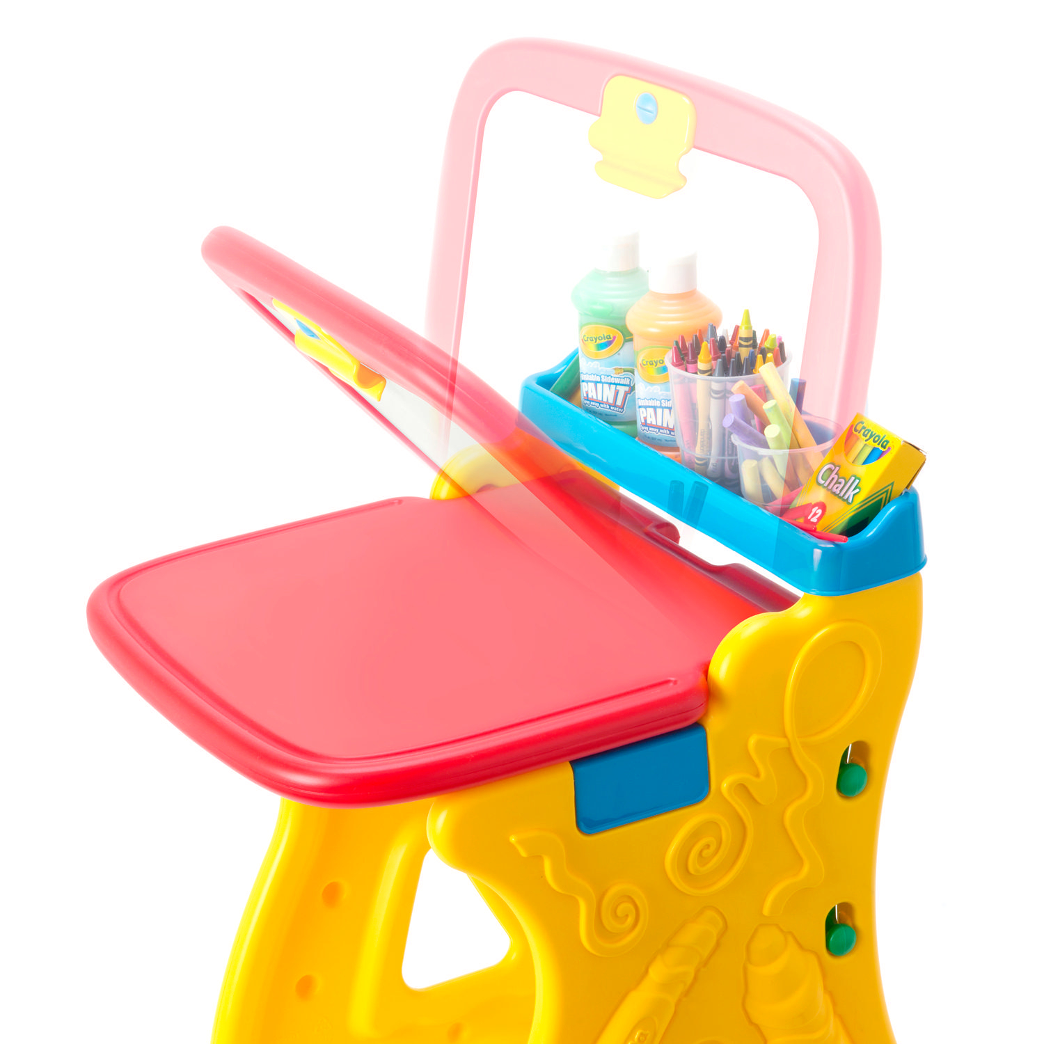 โต๊ะวาดเขียนเอนกประสงค์สำหรับเด็ก Crayola Play 'N Fold 2-in-1 Art Studio (Red & Yellow)