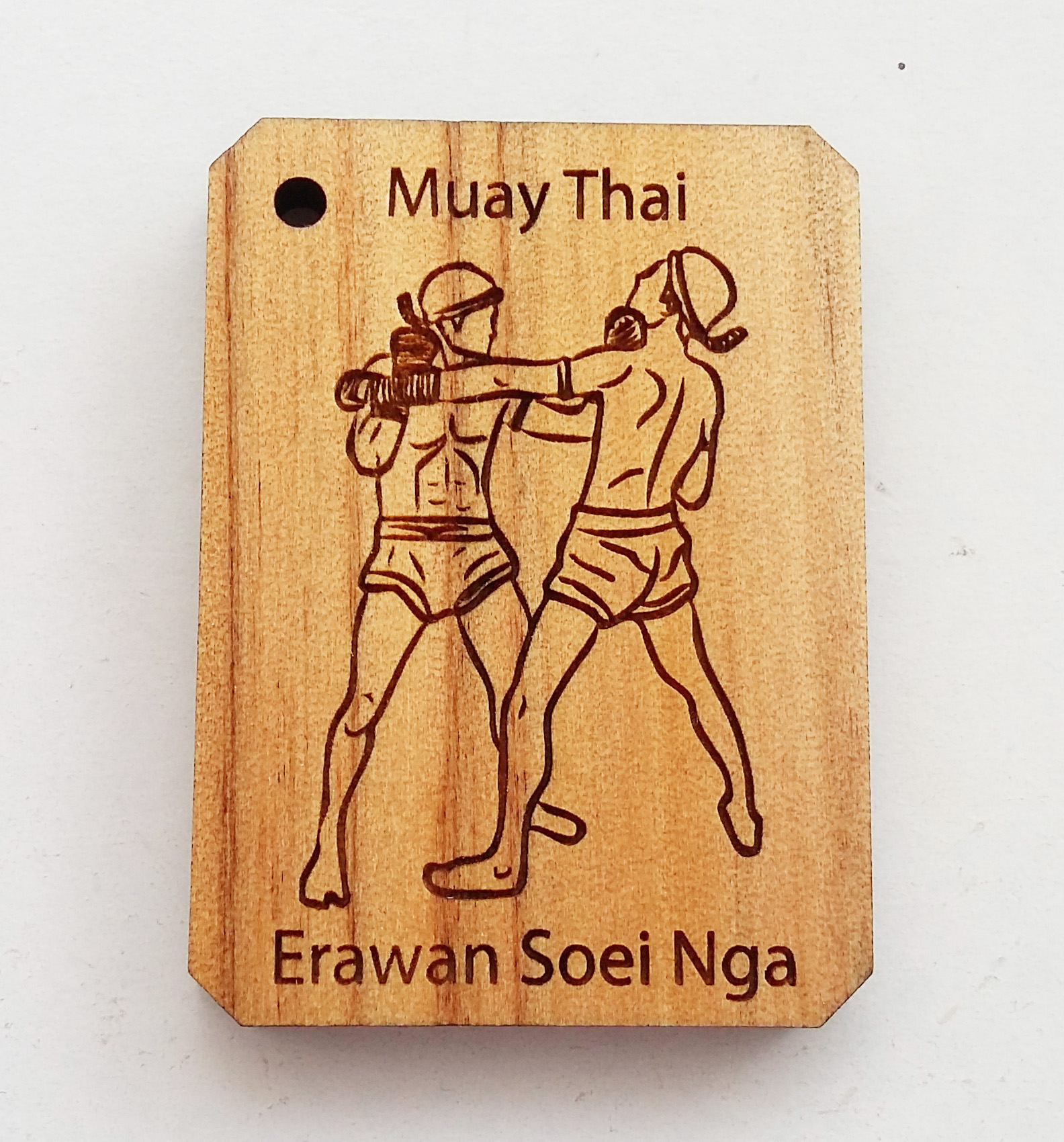 พวงกุญแจไม้แกะสลัก แม่ไม้มวยไทย-เอราวัณเสยงา