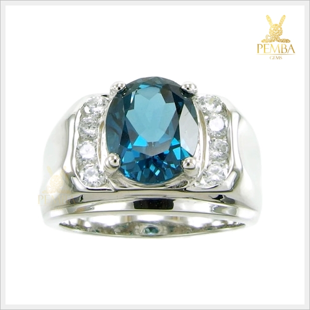 แหวนลอนดอนบลูโทแพซแท้ สีน้ำเงินเข้ม ใส่เสริมอำนาจบารมี นำความโชคดี