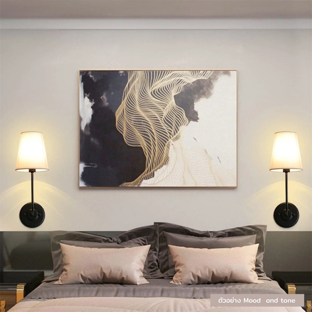 โคมไฟติดผนังภายในสไตล์อเมริกันคลาสสิคก้านทรงตัว L โป๊ะผ้าสีขาว [FB-0228]