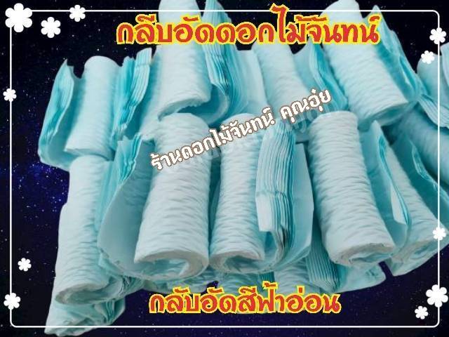 กลีบอัดสีฟ้าอ่อน กลีบอัดดอกไม้จันทน์ กลีบอัดย่น กระดาษหนา 80 แกรม