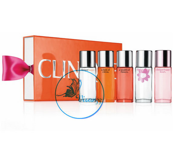 Clinique A Little Happiness ชุดน้ำหอมคลินิกแฮปปี้ มาแบบครบเซททั้ง 5 กลิ่น ขนาดขวดละ 7 mL