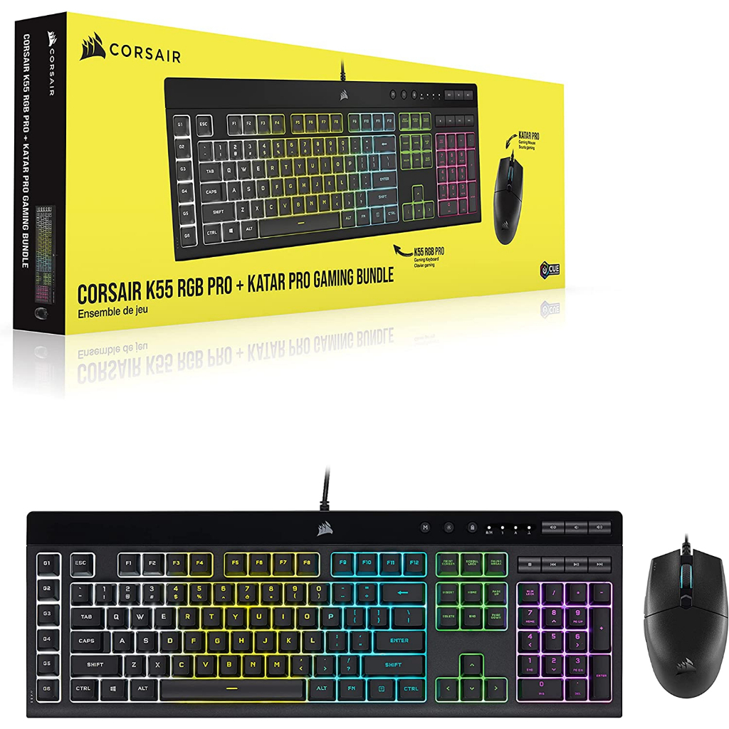 CORSAIR GAMING Keyboard K55 RGB PRO + MOUSE KATAR PRO BUNDLE