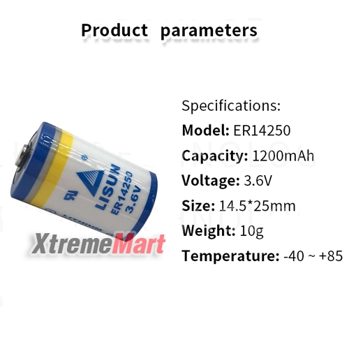 แบตเตอรี่ LISUN ER14250 1/2AA 3.6V 1200mAh Lithium Battery (ก้อนละ)