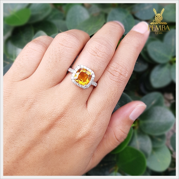 แหวนซิทรินแท้ สีเหลืองทอง ใส่เสริมเพิ่มเสน่ห์บนนิ้วทุกๆ วัน แหวนพลอยแท้