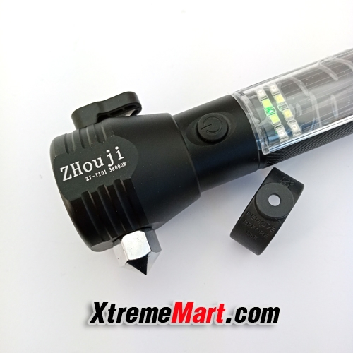 ไฟฉายทุบกระจก-ตัดBelt Zhouji T101 900LM มีแผง Solar cell/แม่เหล็ก/สัญญาณเสียงฉุกเฉิน Dual USB charge/charging bank Flashlight