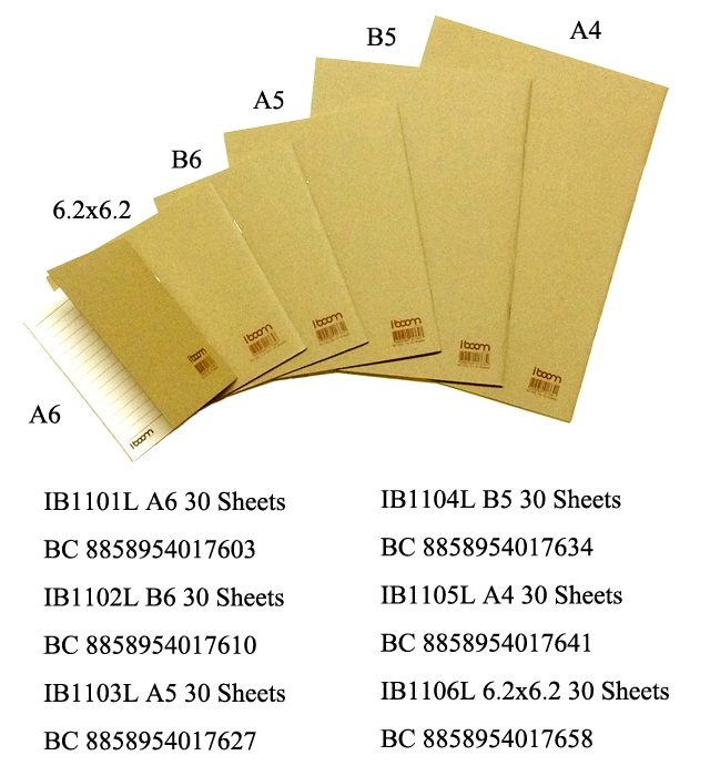 Staple book ,brown cover ,30 sheets greenread paper 75 grams (LINE) Size a6,b6,a5,b5,a4,6.2x6.2