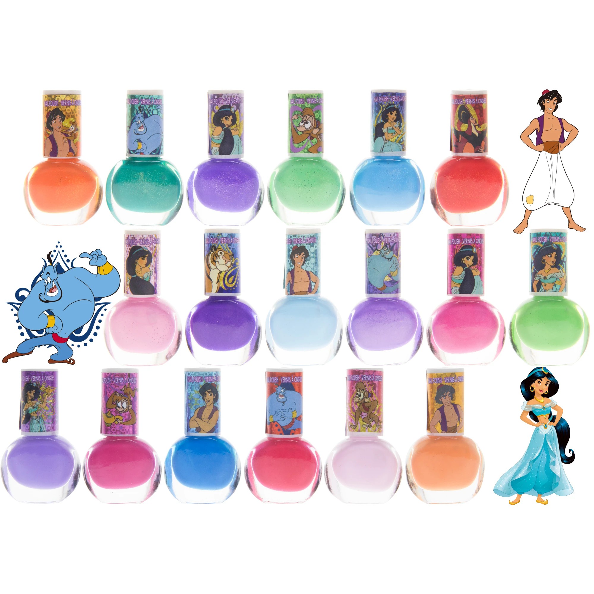 ชุดสีทาเล็บปลอดสารพิษสำหรับเด็ก TownleyGirl Disney Aladdin 18-Pack Nail Set
