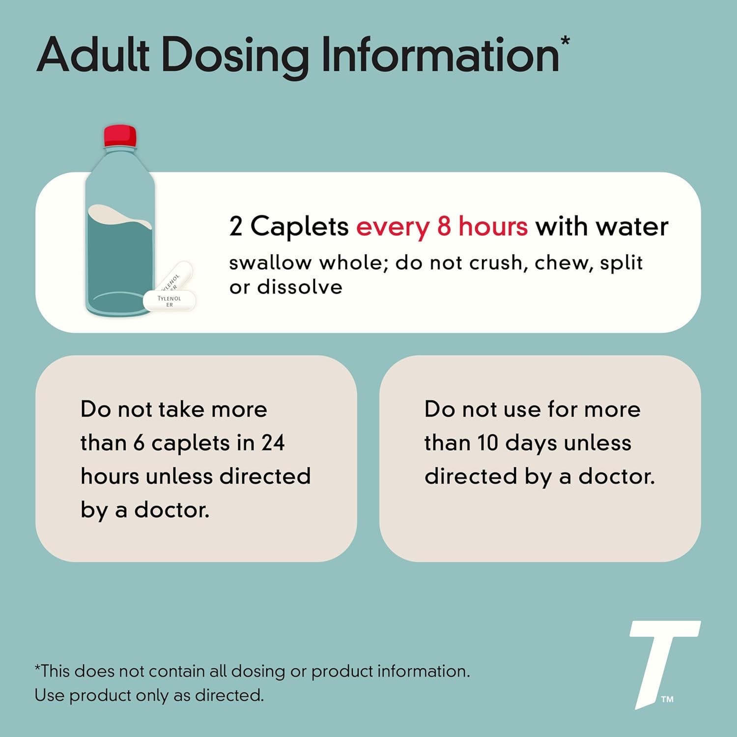 ยาบรรเทาอาการปวดจากข้อต่อ TYLENOL® 8HR Arthritis Pain Relief Extended-Release Tablets (100 Caplets)