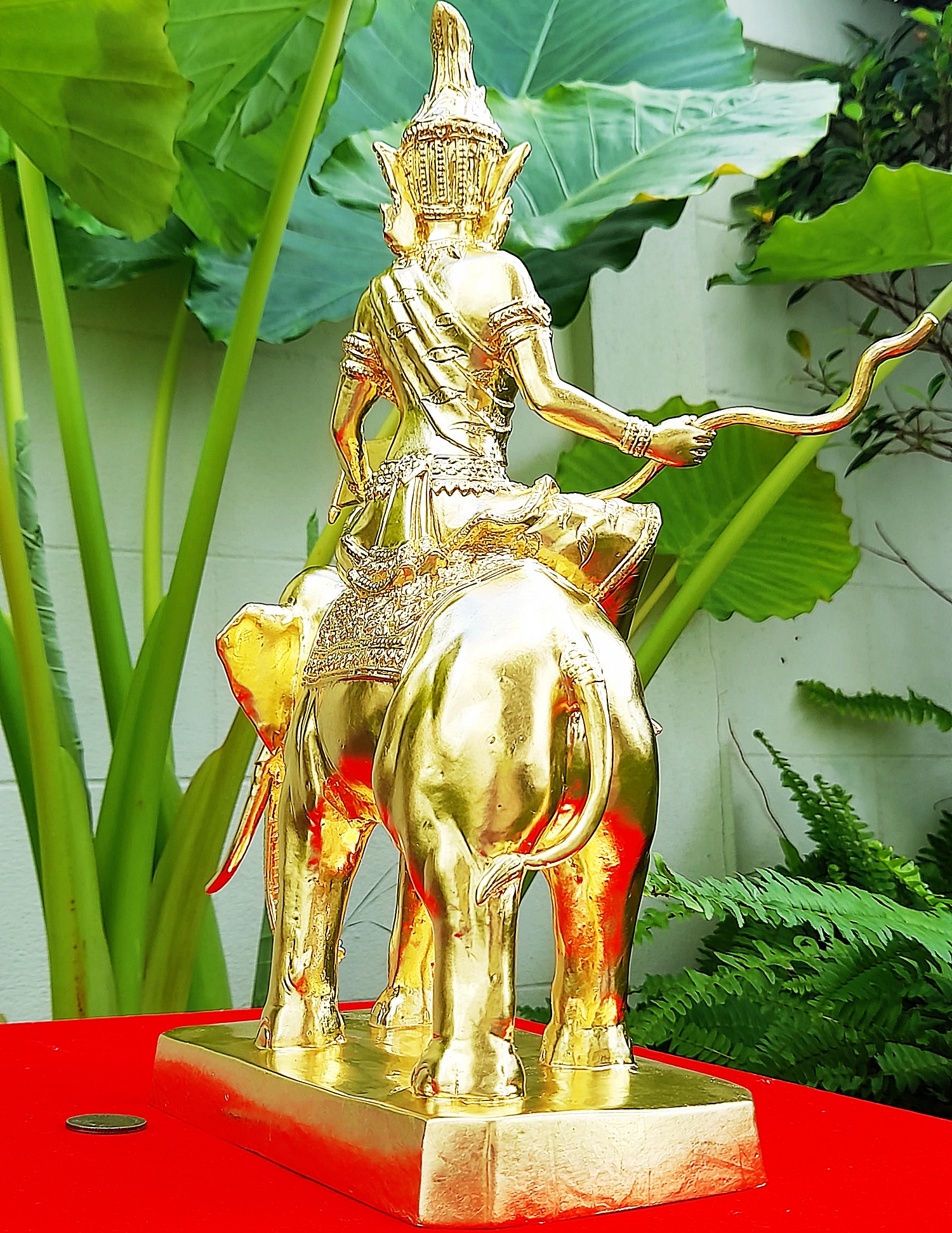 รูปหล่อ ปู่พระฤาษี ประทับทรงช้าง(พญาช้างสาร) ถือไม้เท้า กระดานชนวน (พระพฤหัสบดี แห่ง สติปัญญา บรมครูของทุกสรรพศาสตร์วิชา(เป็นหัวหน้าของปู่ฤาษี108ตน)) (ขนาดใหญ่ ตั้งบูชา สูง14นิ้ว ยาว9นิ้วครึ่ง ลึก4นิ้วครึ่ง) เนื้อโลหะทองเหลือง ปิดทองแท้ ปี2564 #รับประกันแ