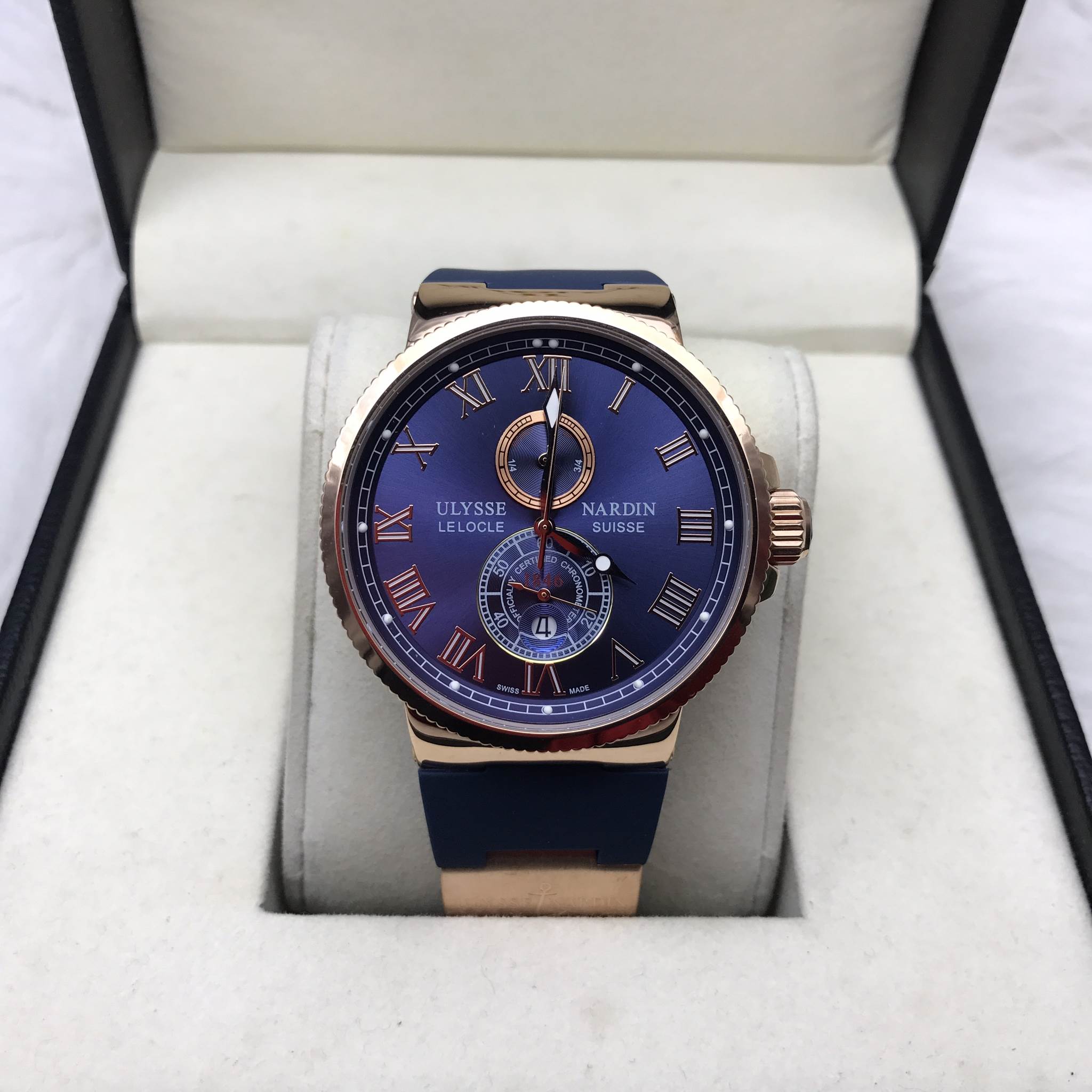 นาฬิกา Ulysse Nardin Acqua PerPetual Limited Blue สี Pink Gold สายยางสีน้ำเงิน