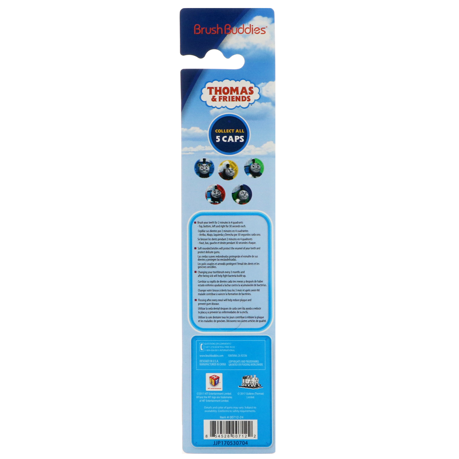 แปรงสีฟันพร้อมฝาปิดสำหรับเด็ก Brush Buddies Thomas & Friends Travel Kit : Soft Toothbrush & Cap