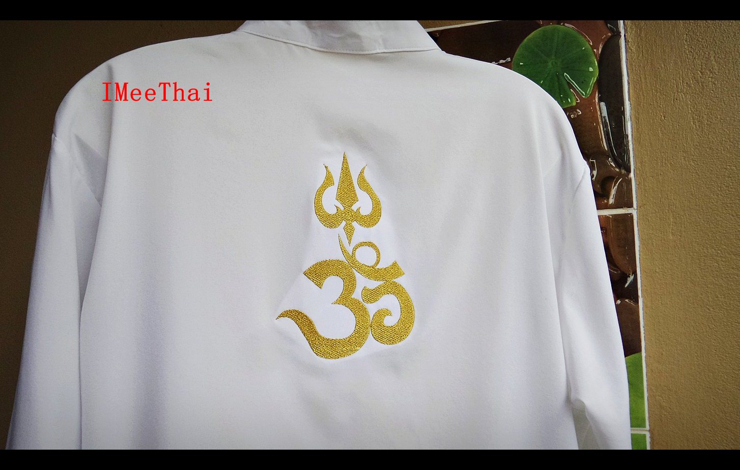 เสื้อขาว โอมตรีศูล พระพิฆเนศ พระศิวะ ปักทอง