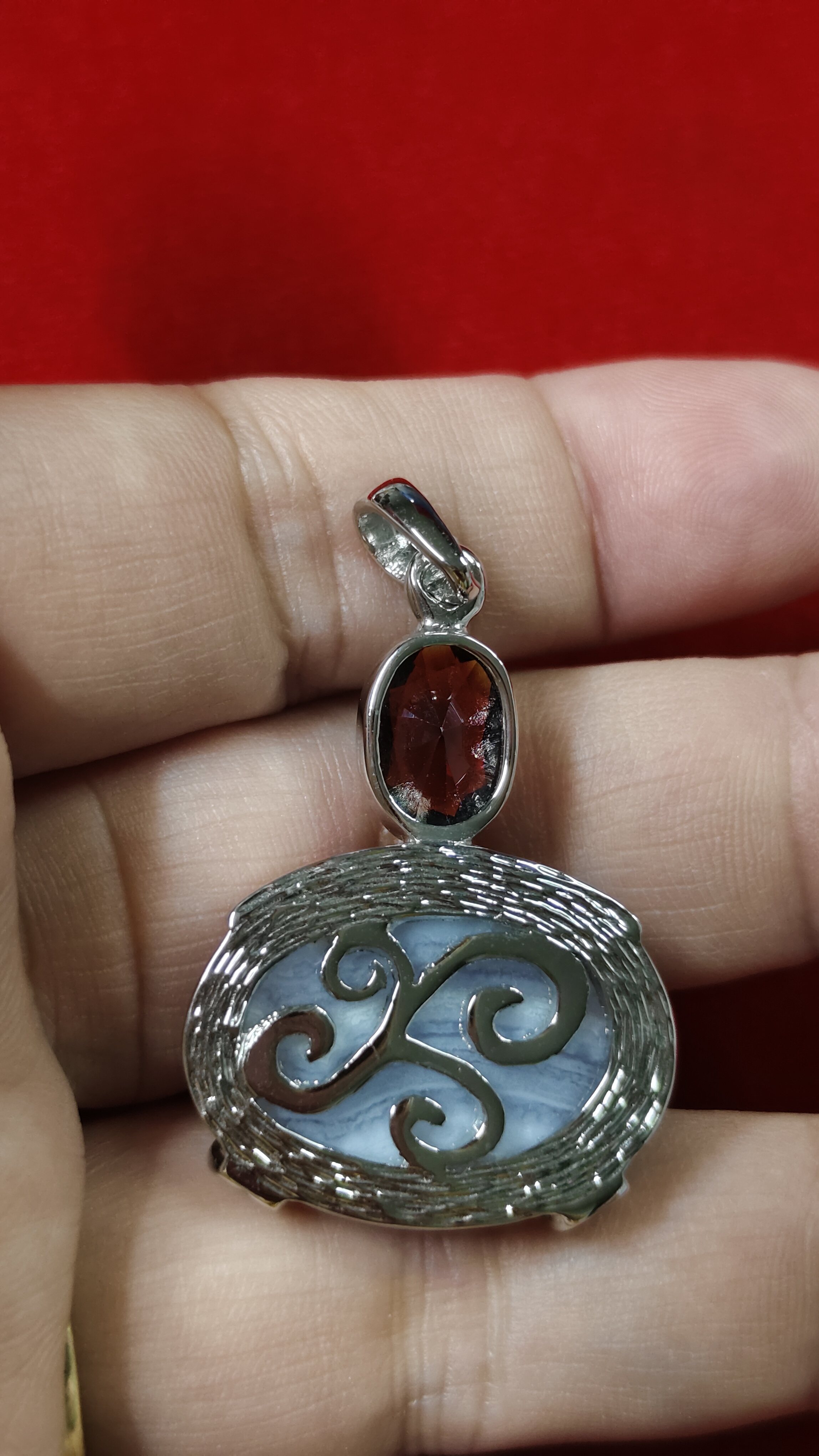 #จี้หินโกเมน-บลูเลซอาเกต รหัสC-033