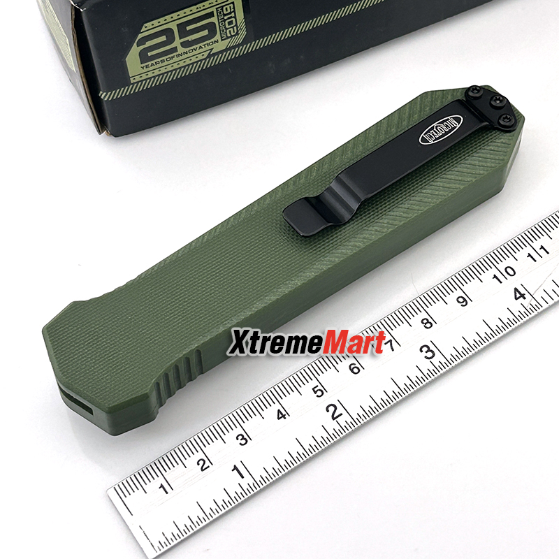 มีดสปริง Microtech (New Ultratech V2) คมเดียว ใบดำ ด้ามเขียว Combat Troodon Automatic Knife