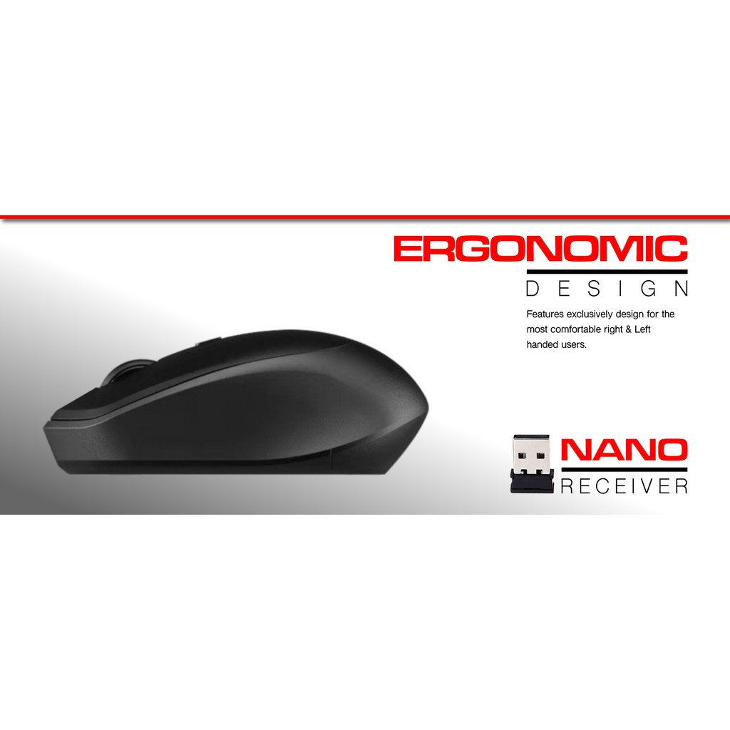 Mouse Signo BM 190 เมาส์บลูทูธไร้สาย ไร้เสียง Bluetooth & 2.4G Wireless Optical Mouse M221