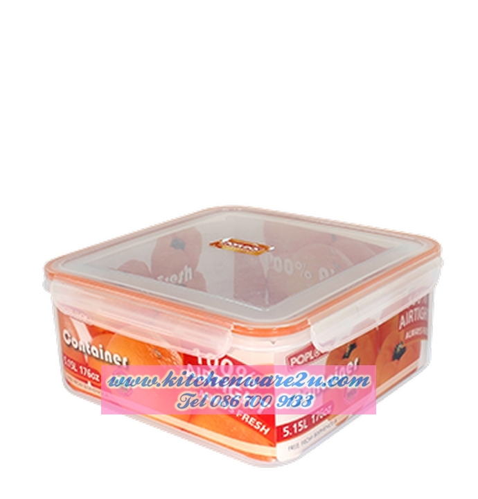 P09505 กล่องถนอมอาหารเหลี่ยม POP Lock 5.15 ลิตร (24 x 24 x 11 cm.) เกรดเอ อย่างดี No.9146 ราคาส่งต่อ 1 โหล: 12 ใบ (เฉลี่ย110 บต่อใบ)