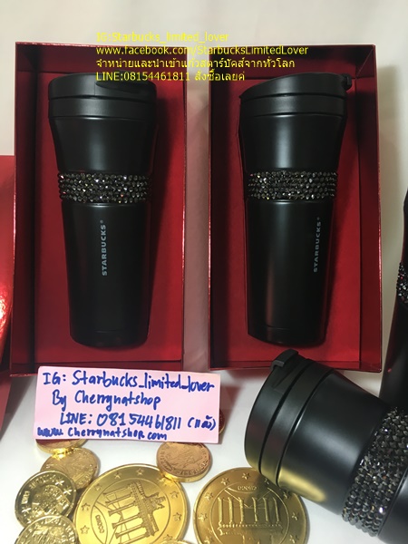 แก้วสตาร์บัคส์ล้อมเพชร,แก้วสตาร์บัคส์หายาก,แก้วสตาร์บัคส์อเมริกา!Starbucks USA Very Rare ,Luxury Limited USA stainless steel tumbler adorne with Swarovski crystals