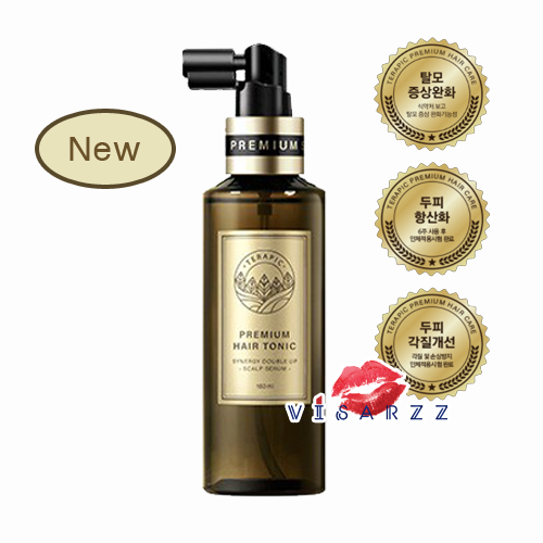 กล่องทอง Terapic Premium Hair Tonic Synergy Double Up Scalp Serum 160mL สูตรใหม่ล่าสุด เทคโนโลยีใหม่ Synergy Nanosome ดูแลปัญหาผมร่วง ดีกว่าสูตรเดิม 2 เท่า ใครผมร่วงผมบางหนักมาก แนะนำให้ลองตัวใหม่นี้เลยค่ะ