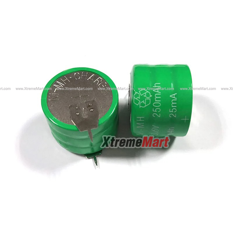 ถ่านกระดุมมีขา 3.6V 250mAh NI-MH Ni MH Batteries With 2-Pins Rechargeable Button Cell Battery for Clock memory (ชิ้นละ)